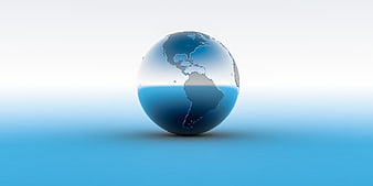 3D Blue Glass Globe of Americas on Gradient Background