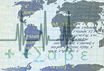 Global Economy Concept with World Map, Statistics, and Financial Data