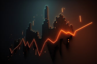 Futuristic 3D Financial Growth Chart with Neon Glow