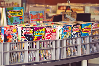 Vintage Disney Donald Duck Comic Books in Retail Display Bins