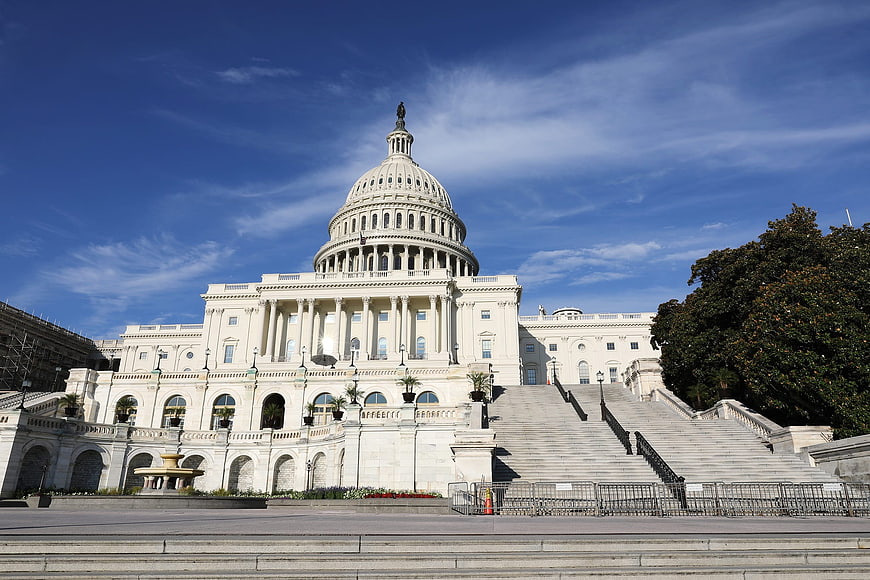 US Capitol Building Exterior on Sunny Day