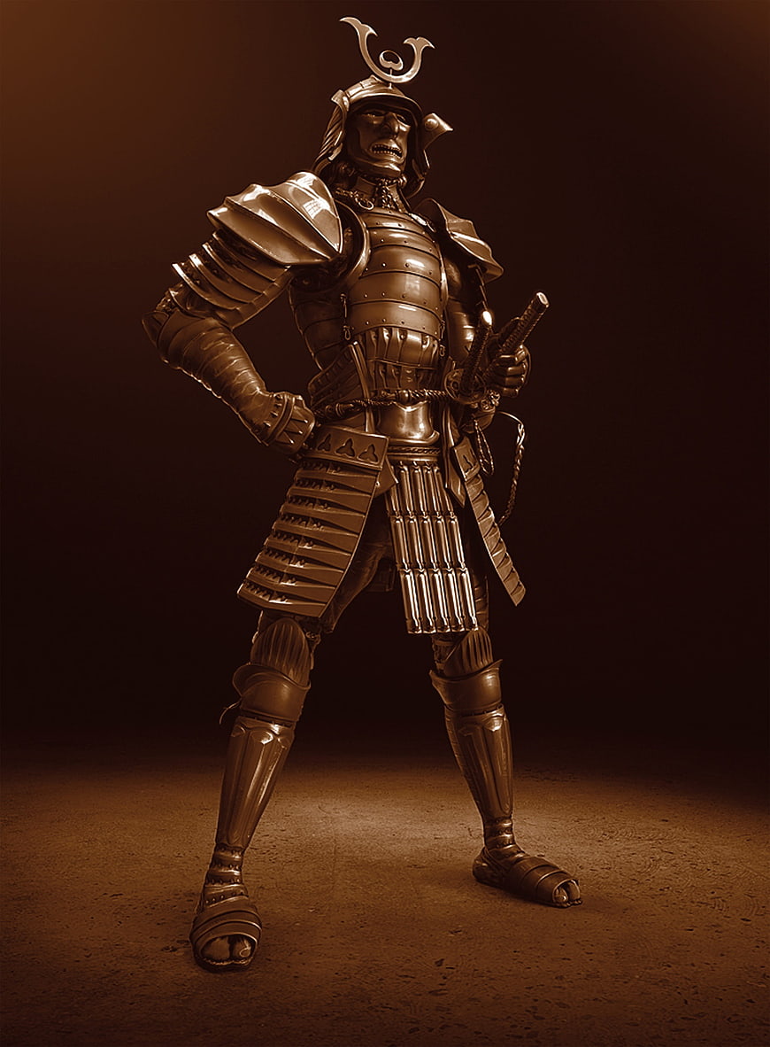 Full Body Bronze Samurai Armor Statue