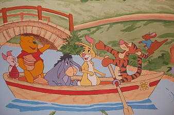Winnie the Pooh and Friends in Rowboat Wall Mural