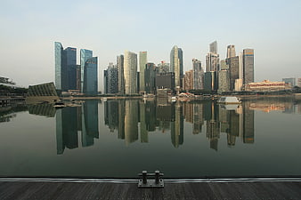 Singapore Skyline Reflection at Marina Bay