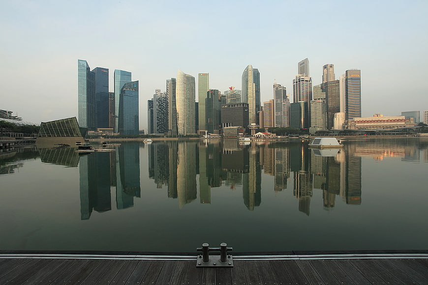 Singapore Skyline Reflection at Marina Bay
