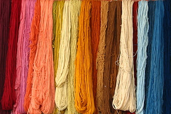 Colorful Hanging Yarn Threads for Textile Crafts