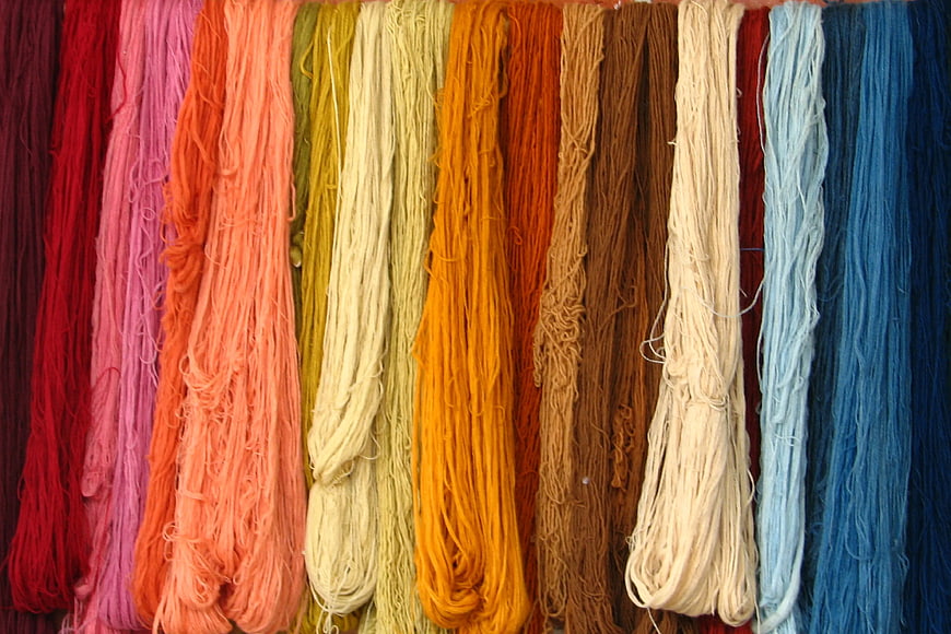 Colorful Hanging Yarn Threads for Textile Crafts
