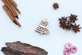 Christmas gingerbread bell cookie with cinnamon and spices