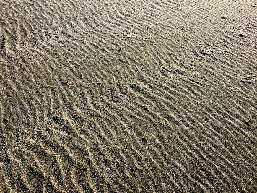 Close-up of rippled sand texture pattern on beach