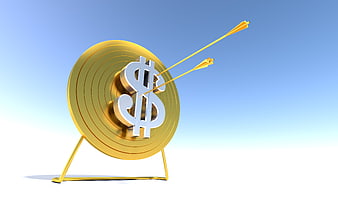 3D Golden Dollar Sign Target with Arrows