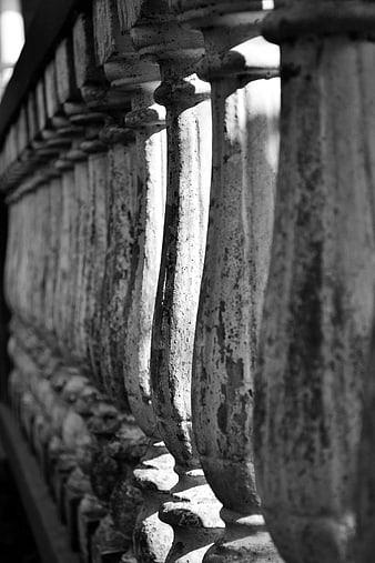 Black and White Weathered Stone Balustrade Detail