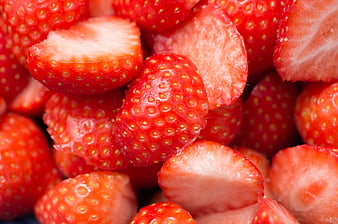 Close-up of fresh ripe red strawberries