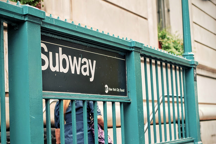 New York City Subway Entrance with Green Gate