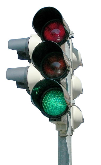 Green Traffic Light Signal on White Background