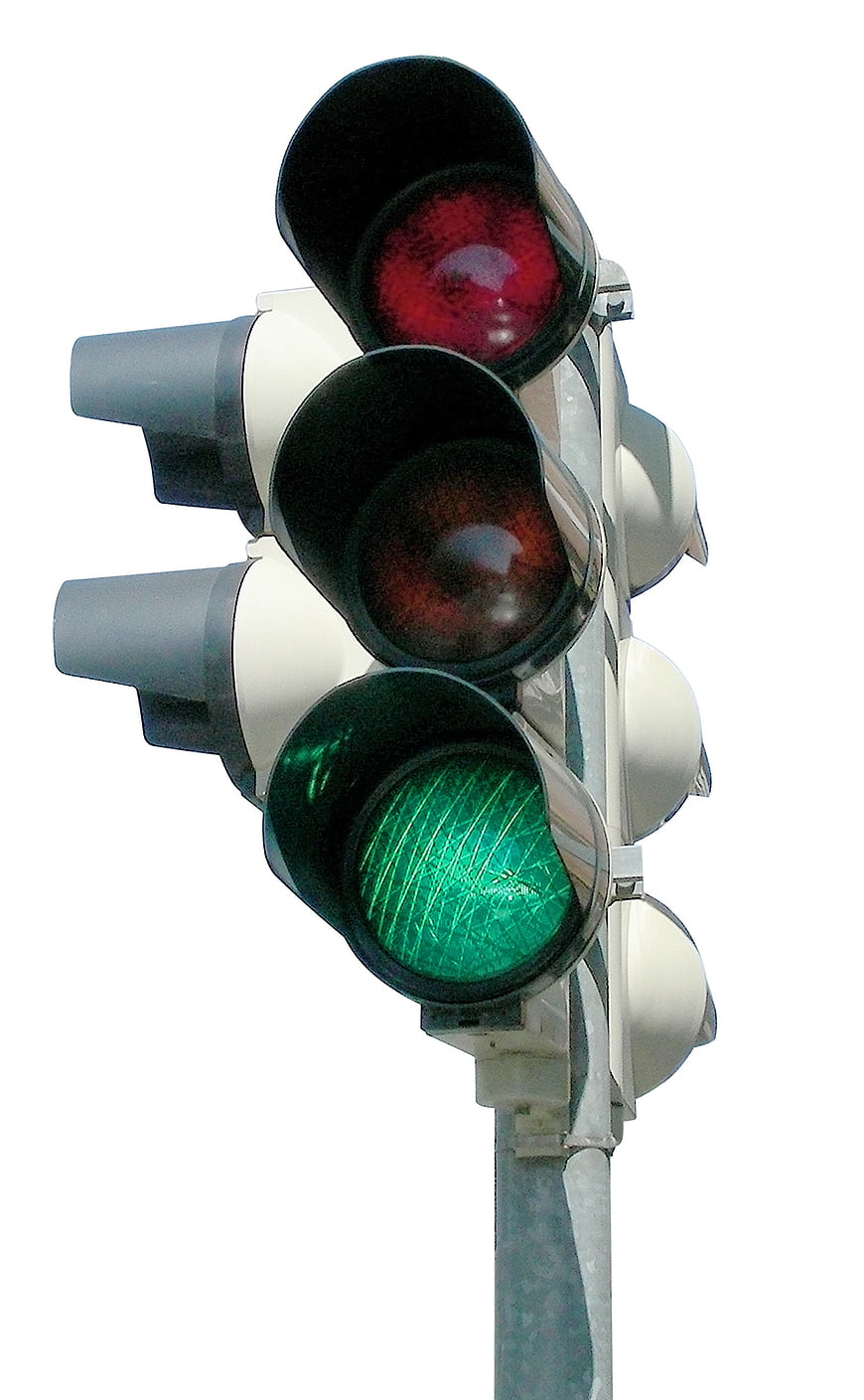 Green Traffic Light Signal on White Background