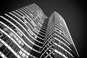 Black and white modern skyscraper architecture facade