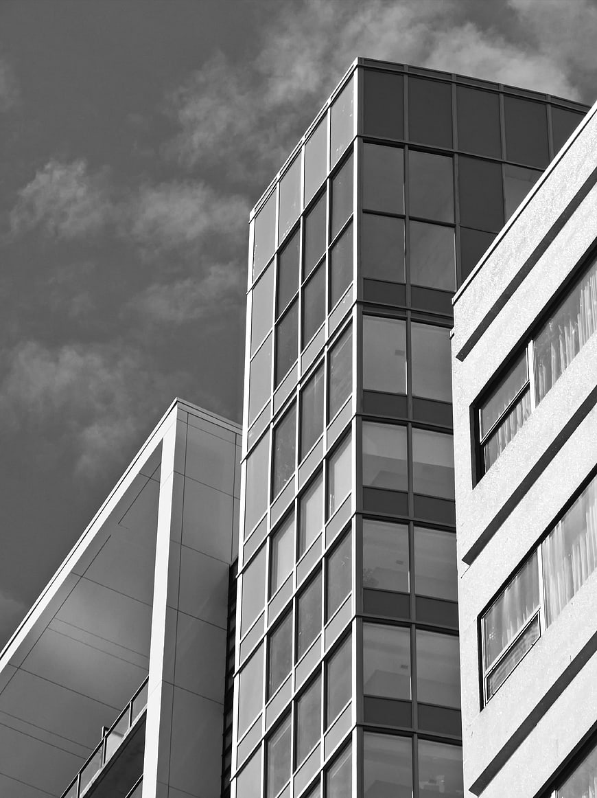 Black and white modern office building architecture