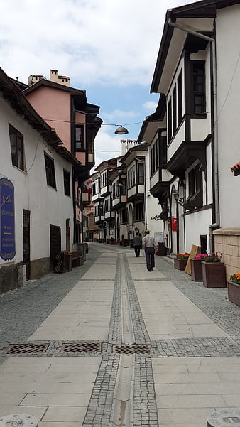 Historic Germiyan Street in Edirne, Turkey with Traditional Ottoman Architecture