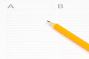 Yellow Pencil on Lined Paper with A and B Options