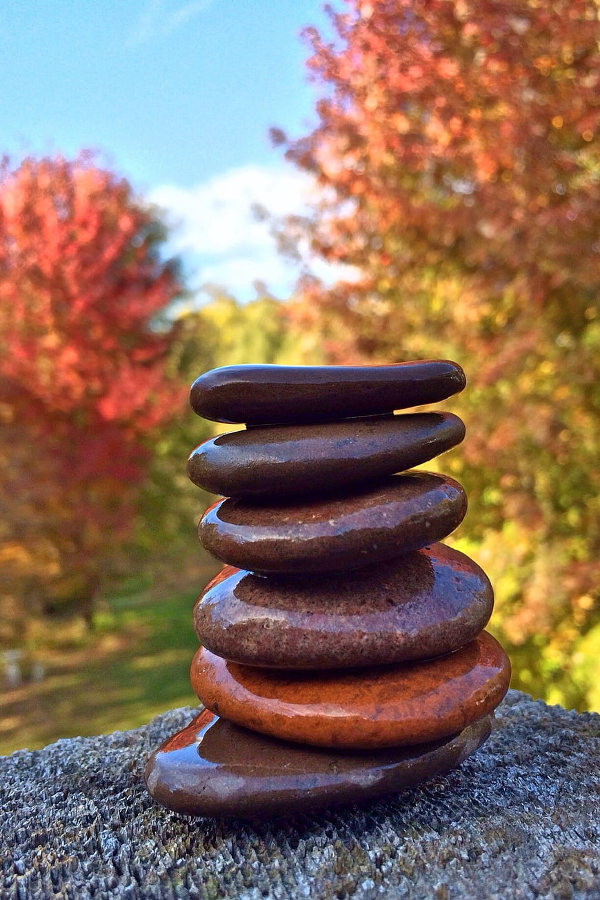 Stacked Zen Stones with Autumn Background
