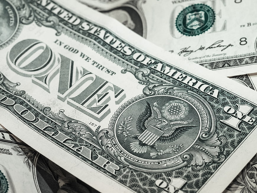 Close-up of United States One Dollar Bills