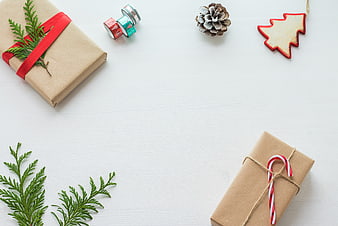 Christmas Gift Wrapping Flat Lay with Copyspace