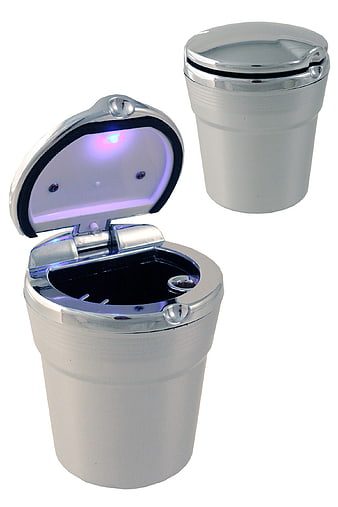 Chromed Car Ashtray With LED Light And Lid