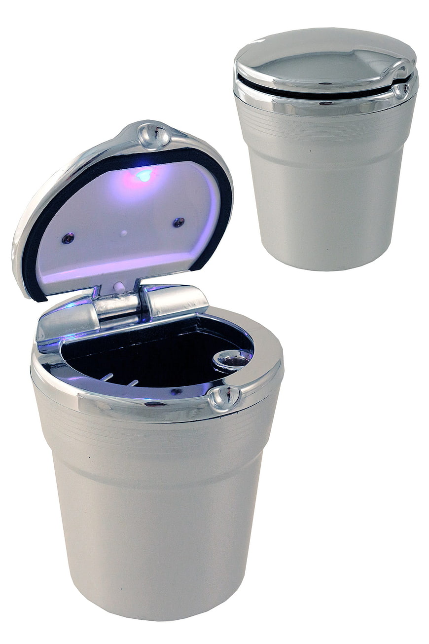 Chromed Car Ashtray With LED Light And Lid