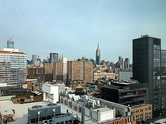 New York City Skyline with Empire State Building Rooftop View