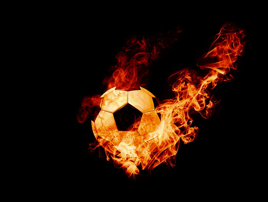 Flaming Soccer Ball On Black Background