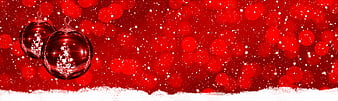 Red Christmas Banner With Ornaments And Snow