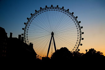 Silhouette of London Eye Ferris Wheel at Sunset