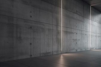 Minimalist Concrete Wall with Vertical Light Slits