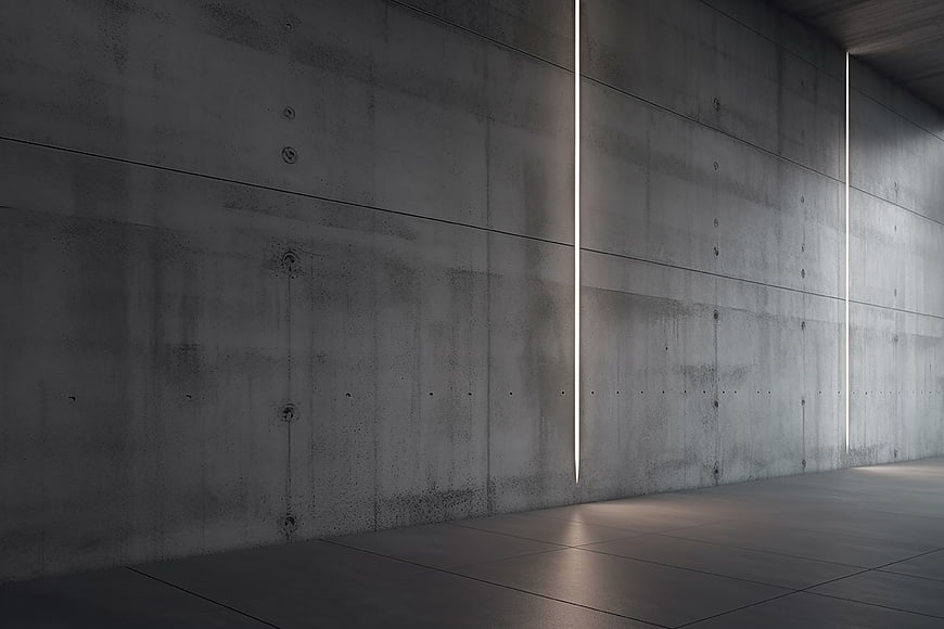 Minimalist Concrete Wall with Vertical Light Slits