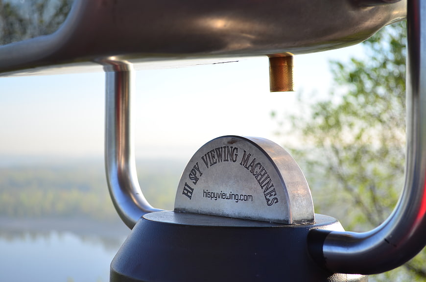 Close-up of coin-operated binoculars at scenic overlook