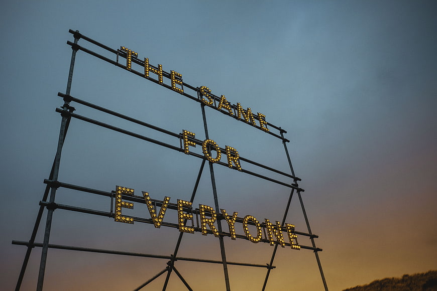 Illuminated Scaffolding Sign Reading The Same For Everyone
