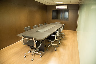 Modern Empty Conference Room with Large Meeting Table