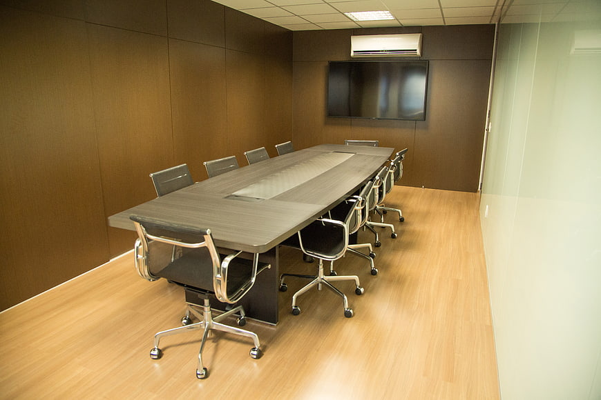 Modern Empty Conference Room with Large Meeting Table