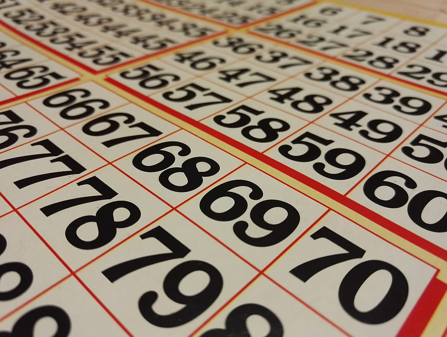 Close-up of Bingo Card Numbers on Paper
