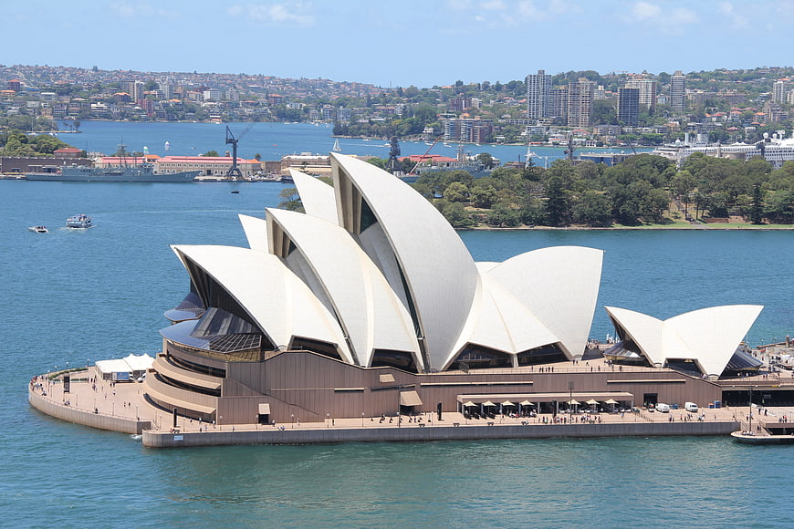 Sydney Opera House aerial view in Sydney Harbour, Australia