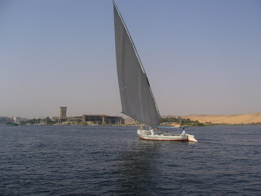 Traditional felucca sailboat on the Nile River in Egypt