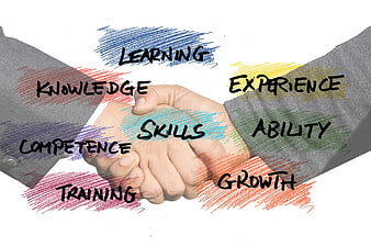 Handshake with Business Skills and Competence Keywords