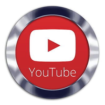3D YouTube Icon Button with Metallic Silver Border