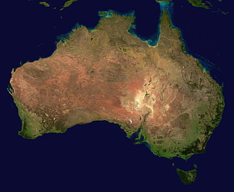 Satellite view of Australia continent and surrounding ocean