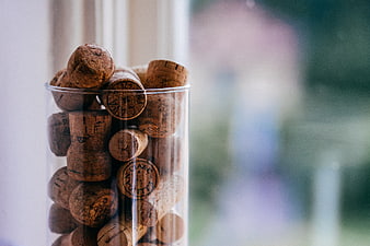 Glass Jar Filled with Wine Corks by Window