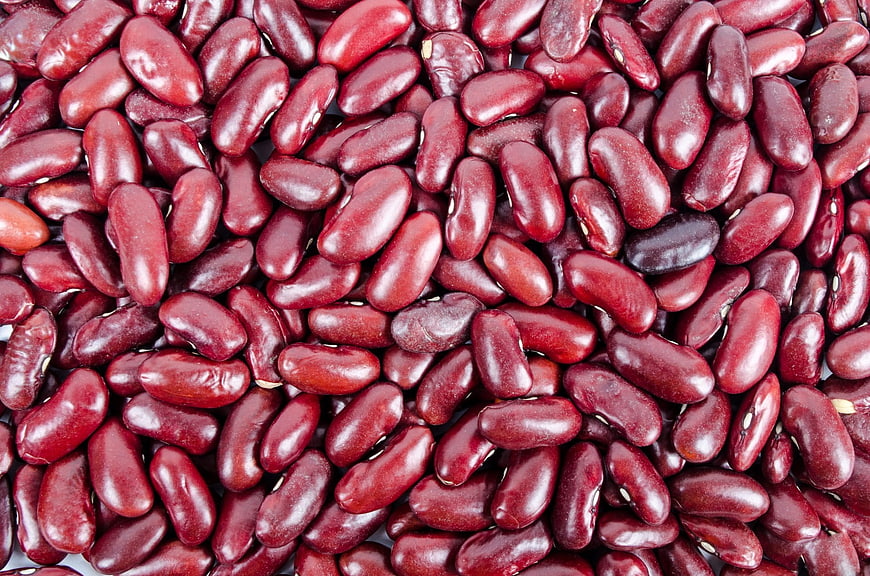 Close-up of raw red kidney beans texture background