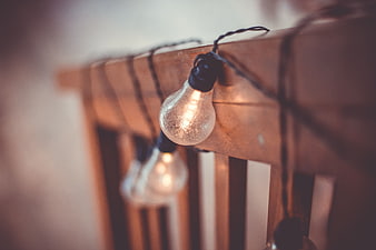 Vintage Light Bulbs on Wooden Chair Back