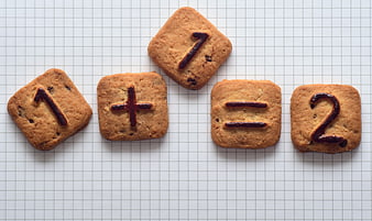 Math Cookies 1 Plus 1 Equals 2 on Grid Paper