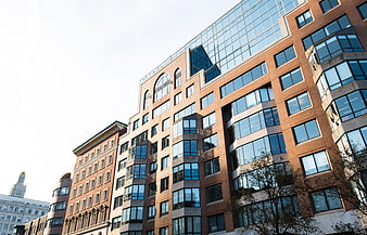 Modern Brick and Glass Office Building Facade