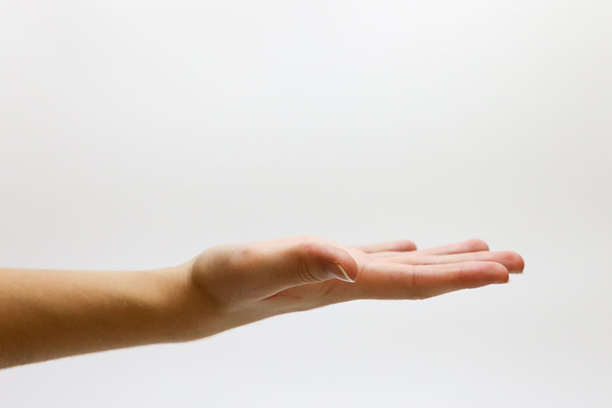 Open Hand Palm Up on White Background